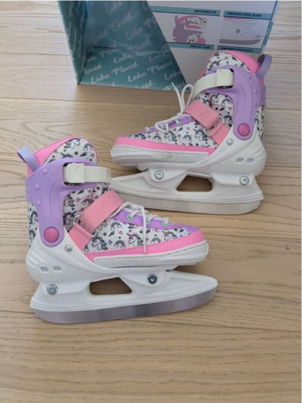 LAKE PLACID Unicorn Design Girls Size 11J 11 - 1 Adjustable Ice Skates Winter